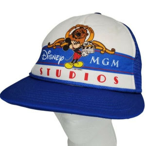 Vtg Disney MGM Studios Snapback Mesh Trucker Hat 1987 Metro Goldwyn Mayer Rare